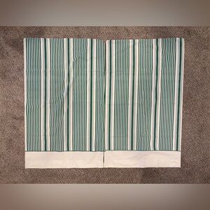 Pair Of Vntg Cannon Percale Pillowcases Green Striped 50/50 Standard/Queen